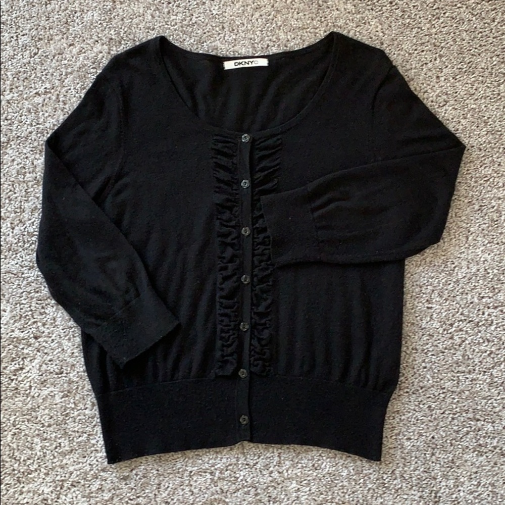 DKNYC Black Ruched Cardigan